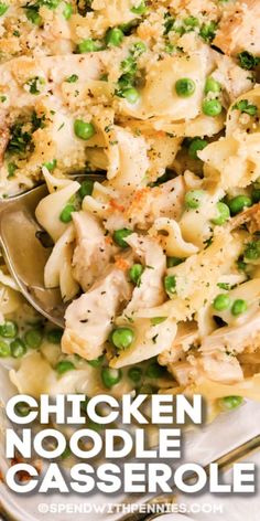 chicken noodle casserole with peas and parmesan cheese