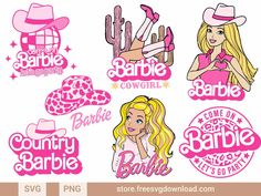 barbie doll stickers are shown in pink