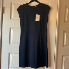 Never Worn Dark Navy Theory Dress. Size 4. New With Tags. Elegant Lined Office Dress, Elegant Blue Lined Midi Dress, Classic Blue Mini Length Dress, Classic Blue Sheath Midi Dress, Black Ribbed Dress, Fitted Pencil Dress, Cashmere Sweater Dress, Full Midi Skirt, Theory Dress