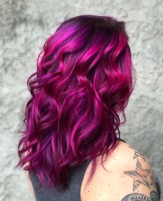 Raspberry Hair, Bright Purple Hair, Vivid Hair, Exotic Hairstyles, Hair Colorful, Plum Hair