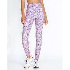 Calme Johnny Was Endurance 7/8 High Waist Legging W/ Pockets Purple Cosmic Sz S $128 New, Because Of Weakly Attached Tags, Some Tags Come Off And Get Misplaced. Sporty, Chic, Effortless, Our Endurance High Waist Leggings Are The Ultimate In Athleisure Wear, No Matter What You Have On The Agenda. From Morning Yoga To Afternoon Aerobics, These Lightweight Pants Were Thoughtfully Designed To Move With You. Simply Pair With Your Favorite Cotton Tee Or Fitted Tank. Measurement Taken On A Size Medium: Printed Fitted Athleisure Activewear, Fitted Floral Print Purple Bottoms, Printed Fitted Sports Bottoms, Athleisure Floral Print Yoga Bottoms, Athleisure Stretch Bottoms With Floral Print, Fitted Floral Print Activewear For Spring, Spring Fitted Floral Print Activewear, Spring Floral Print Fitted Activewear, Fitted Floral Print Workout Bottoms