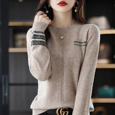 O-Neck Wool Knitted Sweater Women's Clean Face Reference size:  S: Bust: 85cm, Length: 56cm, Sleeve Length: 56cm  M: Bust: 90cm, Length: 57cm, Sleeve Length: 57cm  L: Bust: 95cm, Length: 58cm, Sleeve Length: 58cm  XL: Bust: 100cm, Length: 59cm, Sleeve Length: 59cm XXL: Bust: 105cm, Length: 60cm, Sleeve Length: 60cm Style Knitted Sweater, Autumn Korean Fashion, Winter Chic, Face Reference, Loose Pullover, Knitting Women Sweater, Pullover Sweater Women, Clean Face, Camel Color