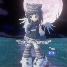 an anime character is standing in front of the moon with her hand on her hip