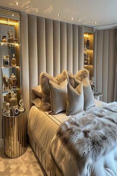 #homedecor #homedecoration #homedecoridea #homedecortips #homedecorinspo #homedecorative #homedecortions #homedecor4seasons #bedroom Guest Bedroom Ideas Modern Luxury, Neutral Bedroom Bedding, Fur Bedroom Decor, Crushed Velvet Bedroom Ideas, Women Bedroom Ideas Grown, Latest Beds, Bougie Bedroom, Glam Bedroom Decor Luxury, Cozy Baddie