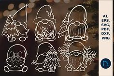 christmas gnomes with hats and trees cut outs