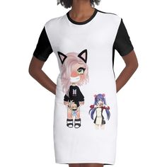 Loose and casual fit jersey t-shirt dress. Printed polyester blend front panel, solid color 100% cotton back/sleeves/rib. Size range XS-2XL. alien, gacha, gacha edit, girl, gacha life, cute, children, anime, japanese, strawberry, pyjamas, kawaii, gacha life series lola, adam gacha life series bad boy, gacha life harry, gacha girl with green eyes, keyara gacha life, gacha life lou chan cute but dangerous, gacha life half demon, half angle, Strawberry Pyjamas, Gacha Life Girl, Kawaii Gacha, Epic Clothes, Half Demon, Girl With Green Eyes, Gacha Clothes, Anime Japanese, Gacha Edit