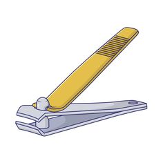 a yellow stapler on a white background with clippings for text or image