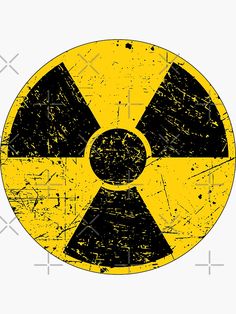 a yellow and black radioactive symbol on a white background