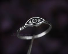 Small Sterling Silver Evil Eye Ring - LE Jewelry Designs Witchy Ring, Evil Eye Ring Silver, Lauren Elizabeth, Mystical Jewelry, Evil Eye Ring, Eye Ring, Ring Sizer, Dots Pattern, Sterling Silver Bands