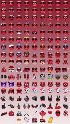 a bunch of different emoticions that are on a red and pink background,