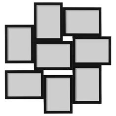 several black and white frames are arranged in the shape of a rectangle on a white background