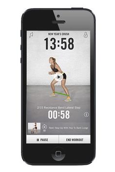 an iphone displaying the new year's exercise program on its screen, and running