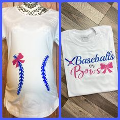 Baseball Gender Reveal Shirts, Baseballs Or Bows Gender Reveal Party, Gender Reveal Baseball Or Bows, Gender Reveal Baseball Theme, Baseball Or Bows Gender Reveal Ideas, Baseball Gender Reveal Party, Couples Gender Reveal, Baseballs Or Bows Gender Reveal, Gender Reveal Baseball