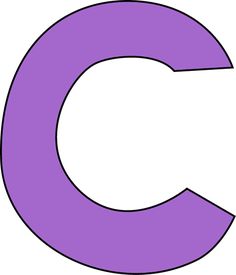 the letter c is shown in purple and has an oval shape, with one end at the