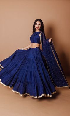 Royal Blue Lehenga, Blue Lehenga Choli, Simple Lehenga, Navratri Dress, Indian Outfits Lehenga, Lehenga Designs Simple, Lehnga Dress, Traditional Indian Dress