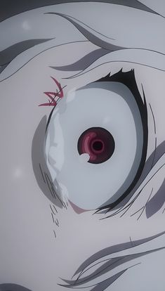 the eye of an anime character with long white hair