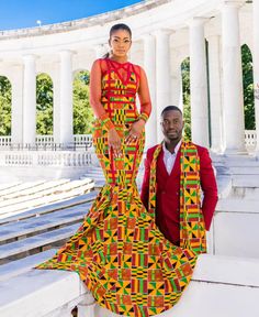 Prom Couples Outfits, Couple Prom, African Couple, Nigerian Dress, Kente Dress