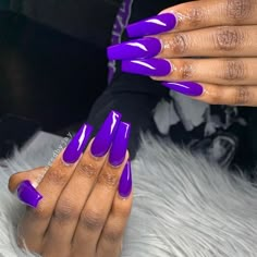 Trendy Nails Ideas, Plain Nails, Blue Acrylic Nails, Ombre Acrylic Nails, Purple Nail, Almond Acrylic Nails, Square Acrylic Nails