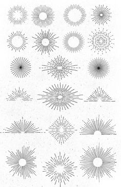 sunbursts are shown in black and white