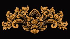 an ornate gold pattern on black background