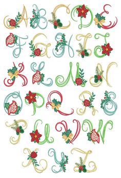 Christmas Alphabet Letters Embroidery, Festive Fonts Alphabet, Christmas Letters Alphabet, Fonts Alphabet Handwritten, Christmas Fonts Alphabet, Canva Christmas, Free Monogram Fonts, Merry Christmas Font, Alphabet Christmas