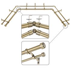 three different views of the top and bottom parts of a ceiling mounted light fixture, with two