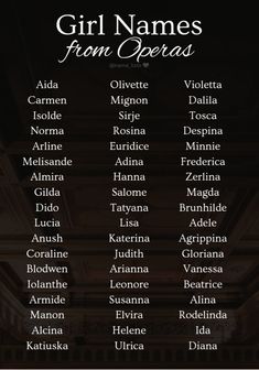 the girl names from operas are shown in black and white, with an ornate ceiling