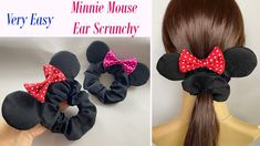 Diy Mickey Ears Elastic Headband, Sew Hair Accessories, Scrunchies Sewing, Sewing Scrunchies, Minnie Mouse Diy, Diy Mickey Mouse Ears, Beauty And The Beast Diy, Diy Hair Accessories Tutorial, Mickey Mouse Headband