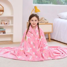 PRICES MAY VARY. 【Ultra Soft & Warm】Our kids blanket with fluffy plush is soft to touch, the throw blanket is lightweight and breathable to keep your kids comfortable, warm and cozy throughout the years. 【Unique Design Print】A variety of fun pattern create a magical world for kids so that the children can have their favorite friends to accompany them in their sleep. 【Multi-purpose Blanket】The material is wrinkle-resistant, you can also put the throw on your sofa, couch, bedroom, living room, gue Throw For Bed, Unicorn Blanket, Kids Flannel, Throw Blanket Size, Kids Fleece, Kids Blankets, Plush Throw Blankets, Organic Cotton Baby, Personalized Baby Blankets