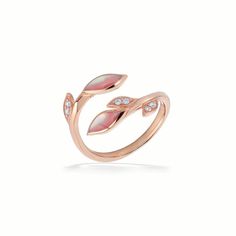 722477 - 14K Rose Gold - Kabana Vine Ring Vine Ring, Island Life Style, Mother Of Pearl Inlay, Pearl Inlay, Bypass Ring, The Ring, Mother Of Pearl, Vines, Ring Size