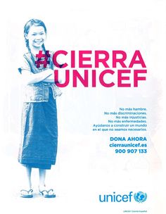 a woman standing in front of a white background with the words sierra unicef on it