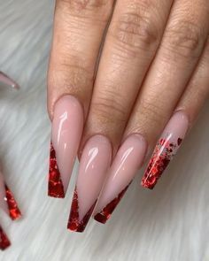 Valentines Day Nails Acrylic, Valentines Day Nails, Valentine Nail Art, Red Acrylic Nails, Long Acrylic Nail Designs, February Nails, Drip Nails, Nail Designs Valentines