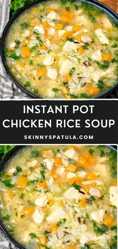 instant pot chicken rice soup with carrots and parsley