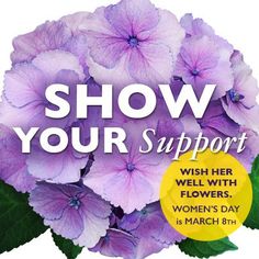 purple flowers with the words show your support