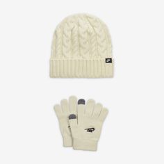 Complement your Nike coat or jacket with this coordinated 2-piece accessory set. The beanie is made of supersoft cashmere-like acrylic yarns in a cable knit construction. The matching gloves are made of stretchy yarns for a comfy fit with the index fingers and thumbs featuring conductive yarns so you can use your phone or tablet outdoors without exposing your hands to the elements. Nike Coat, Kid Lifestyle, Index Finger, Comfy Fits, Coconut Milk, Acrylic Yarn, Big Kids, Cable Knit, The Winter