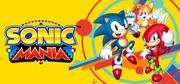 the sonic mania logo is shown in front of an image of knuckles and other characters