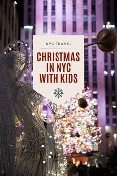 christmas in nyc with kids sign and lights