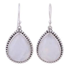 Historically associated with the moon and the goddess Diana rainbow moonstone is simply stunning in this pair of earrings from Neeru Goel. The teardrop-shaped cabochon gems are set in sterling silver earrings that are expertly crafted by hand. Pierced Teardrop Moonstone Earrings, Moonstone Teardrop Gemstone Earrings, Teardrop Moonstone Gemstone Earrings, Goddess Diana, Halo Jewelry, Best Earrings, Silver Necklaces Women, Moonstone Earrings, Fancy Jewelry