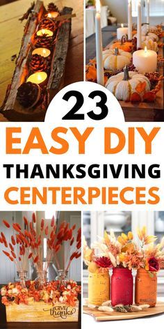 thanksgiving centerpieces with candles and pumpkins