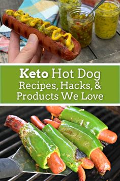 the keto hot dog recipe has been made with green peppers and jalapenos