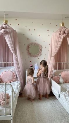 Two Girl Room Ideas, Two Toddler Girls Bedroom Ideas, Shared Room Girls Sisters, Two Girls Sharing A Room Ideas, Twin Toddler Girl Bedroom, Toddler And Baby Girl Shared Room, Two Girls Bedroom Designs, Sister Bedroom Ideas Toddler, Toddler Sisters Bedroom Ideas