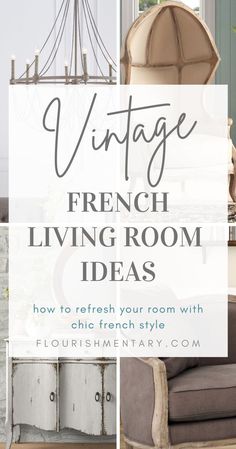 vintage french living room ideas with text overlay