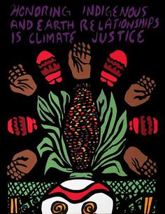 an advertisement for the indigenous nations and climate justice campaign, with hands reaching out to pineapples