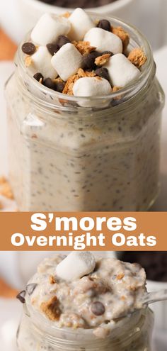 s'mores overnight oats in a mason jar