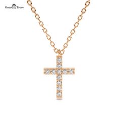 Diamond Gold Cross Pendant This hand-crafted diamond gold cross pendant is a stunning piece of jewelry that will make you feel blessed. The pendant features a cross-shaped design, made of 18k gold in your choice of white, yellow, or rose gold. The cross is embellished with 11 natural diamonds, round cut and Prong-set, with a total carat weight of 0.11 ct. The diamonds have an average color of F/G and an average clarity of VS/SI, meaning they are near colorless and very slightly included. The pendant has an average diameter of 10x7.25mm and an average weight of 1.50g. The pendant hangs from a fine, 18k gold chain that matches the color of the cross. This diamond gold cross pendant is a unique and elegant accessory that will add a touch of sparkle and faith to any outfit. Whether you wear it Stackable Ring Sets, 18k Gold Chain, Halo Earrings, Gold Cross Pendant, Average Weight, Ring Pendant Necklace, Diamond Gold, Engagement Ring Styles, Gold Cross