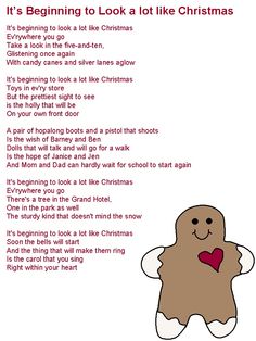 a christmas poem with an image of a ginger holding a heart in it's hand