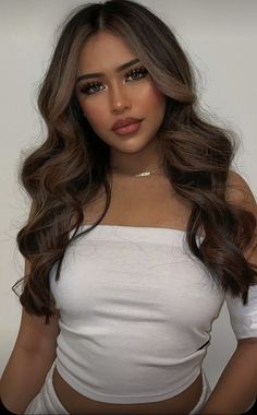 Loose Curls For Prom, Curled Hairstyles Front View, Curled Hairstyles For Prom All Down, Curled Hair Prom Hairstyles, Wavy Curled Hairstyles, Curled Hair From Front View, Hairstyles Curls Formal, Big Curls Middle Part, Prom Blowout Hair