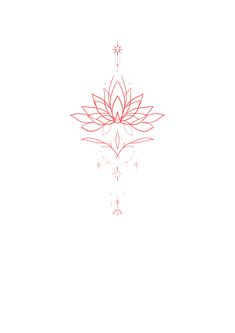 a red and white drawing of a flower on a white background with the words, lotus