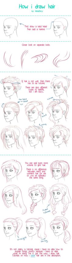 how to draw hair step by step instructions for children and adults with pictures on them