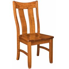 a wooden chair sitting up against a white background